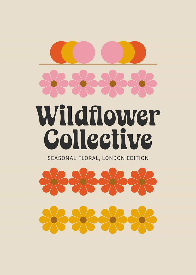 Retro Wildflower Floral Flower Market in Pink and Orange