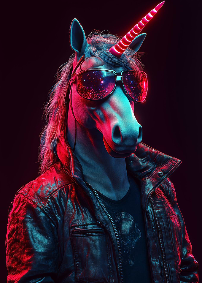 Neon Cyberpunk Unicorn