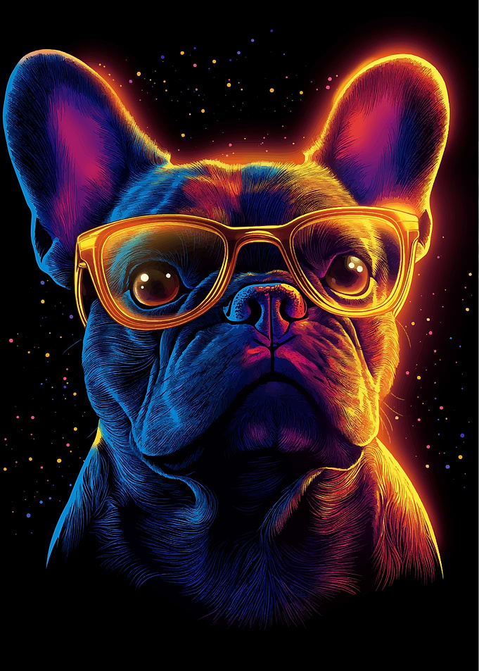 French Bulldog in Neon
