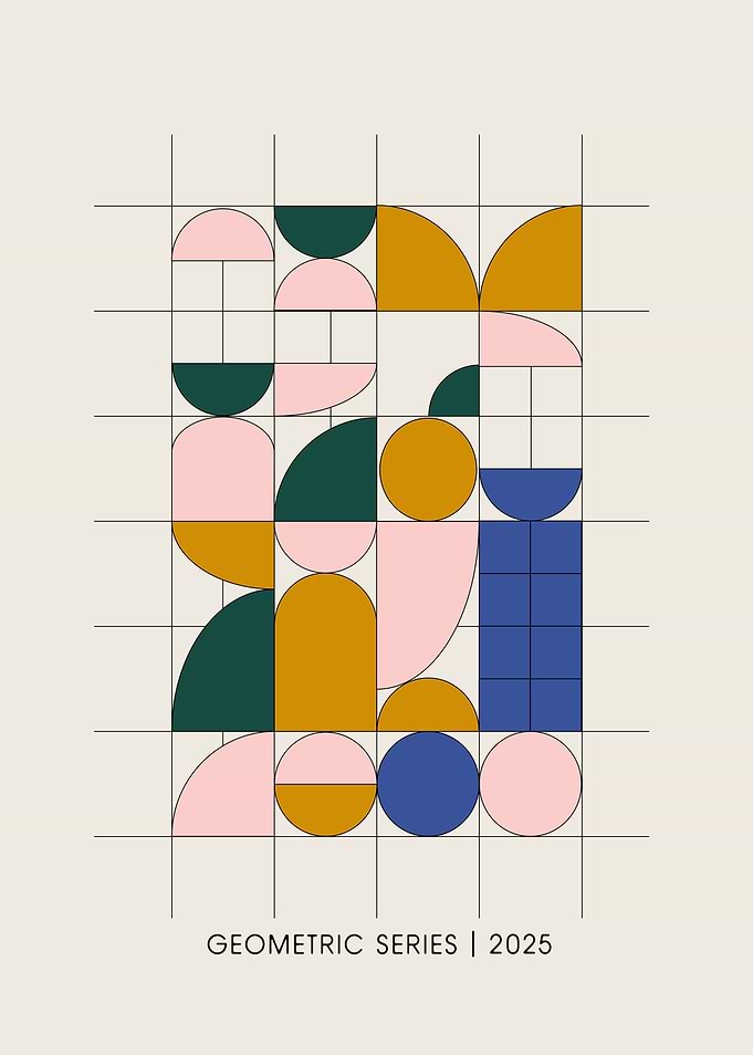 Colorful Bauhaus Geometric Abstract Art