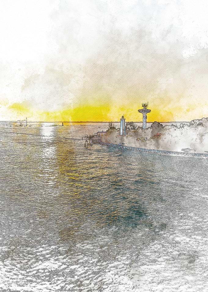 Lighthouse Sunset Watercolor