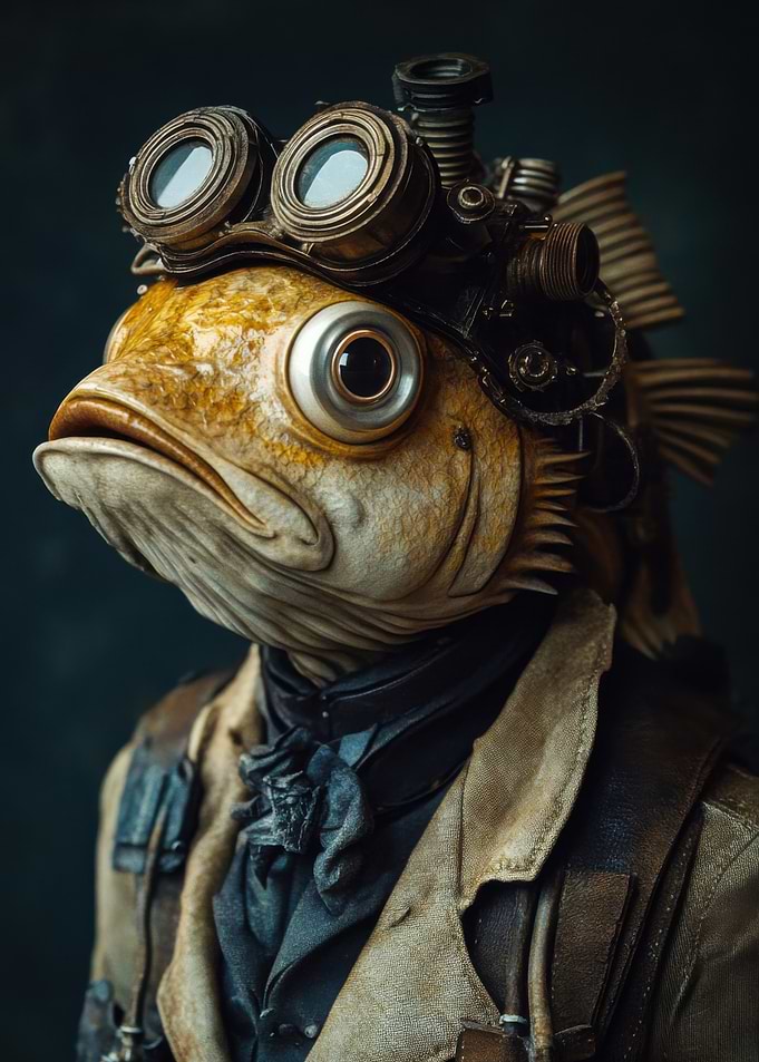 Funny Steampunk Fish Creature