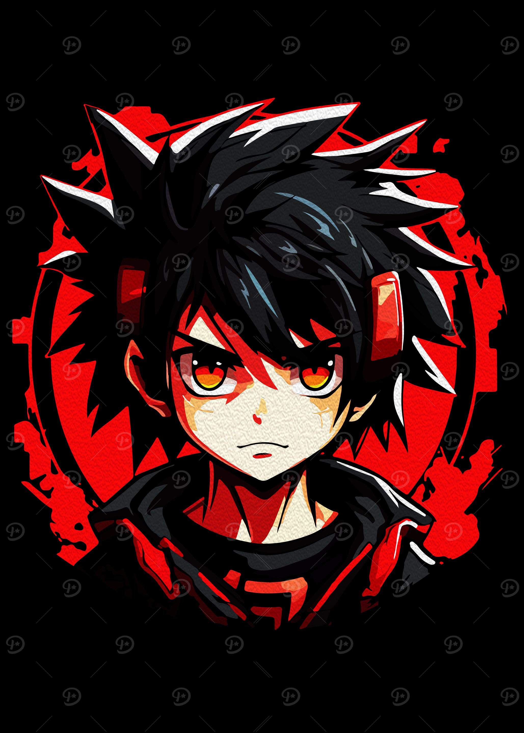 Anime Boy with Red Eyes