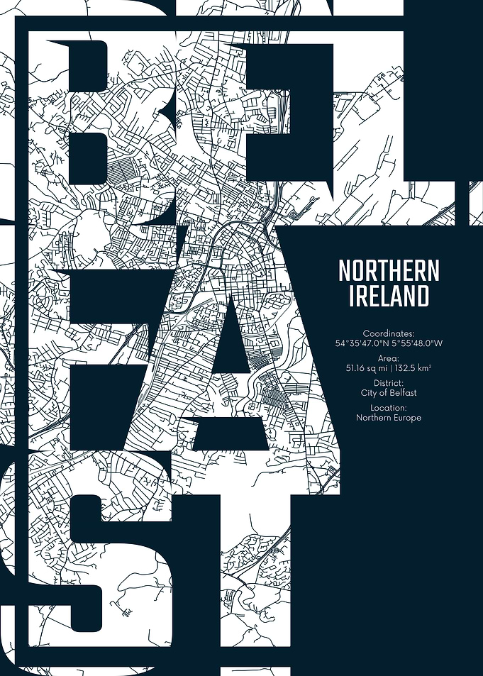 Belfast City Map Typography