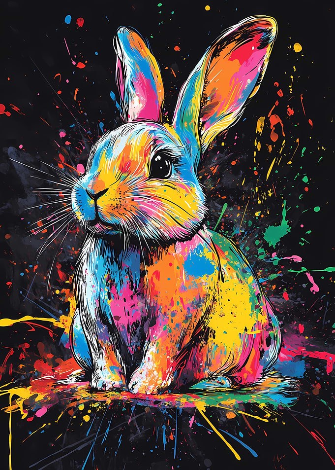 Colorful Rabbit Splash Art