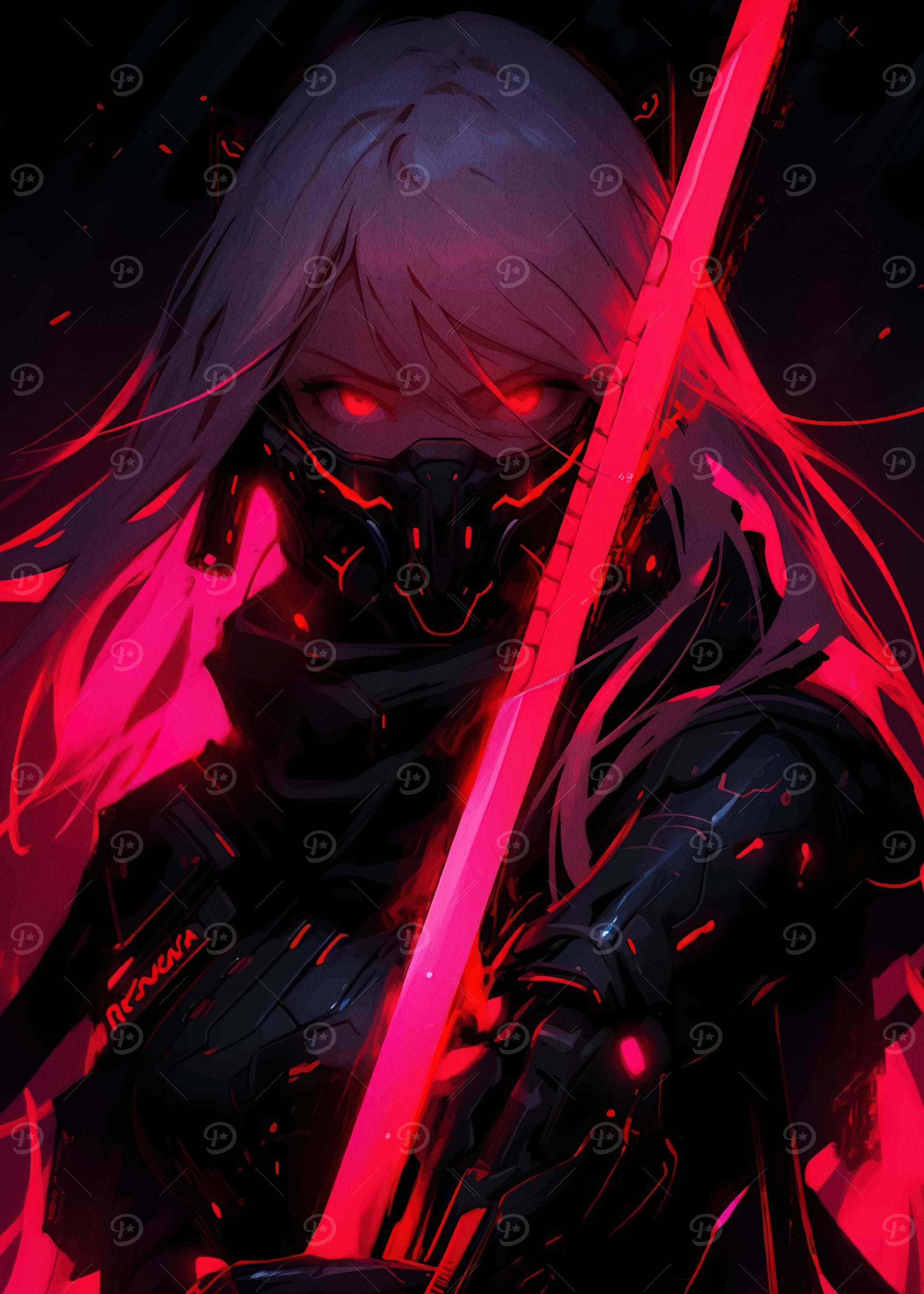 Cyberpunk Anime Girl with Sword