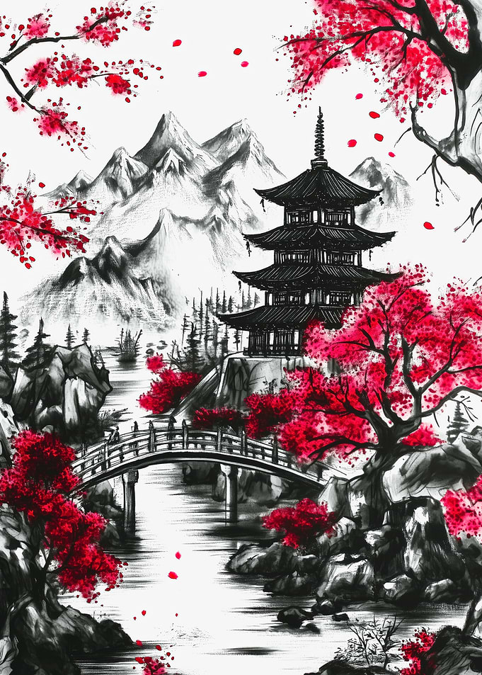 Japanese Pagoda Landscape
