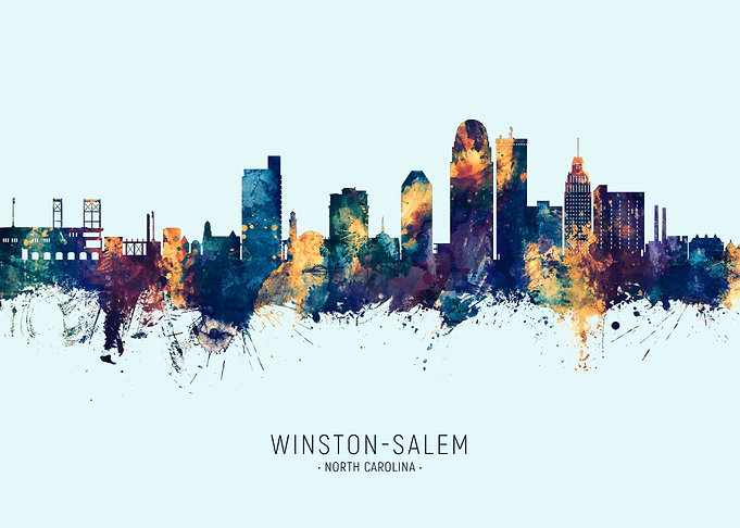 Winston-Salem Skyline Watercolor