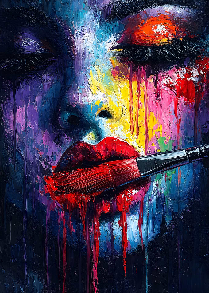 Abstract Woman with Paintbrush