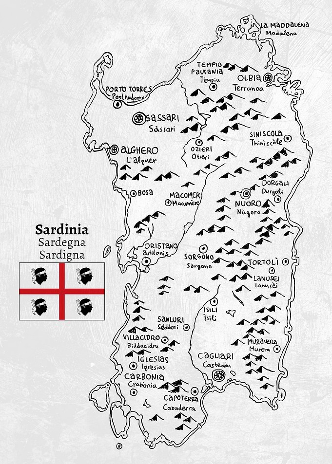 Handdrawn Map of Sardinia