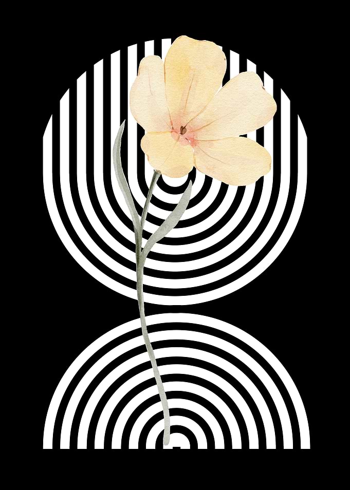 Watercolor Flower with Stripes
