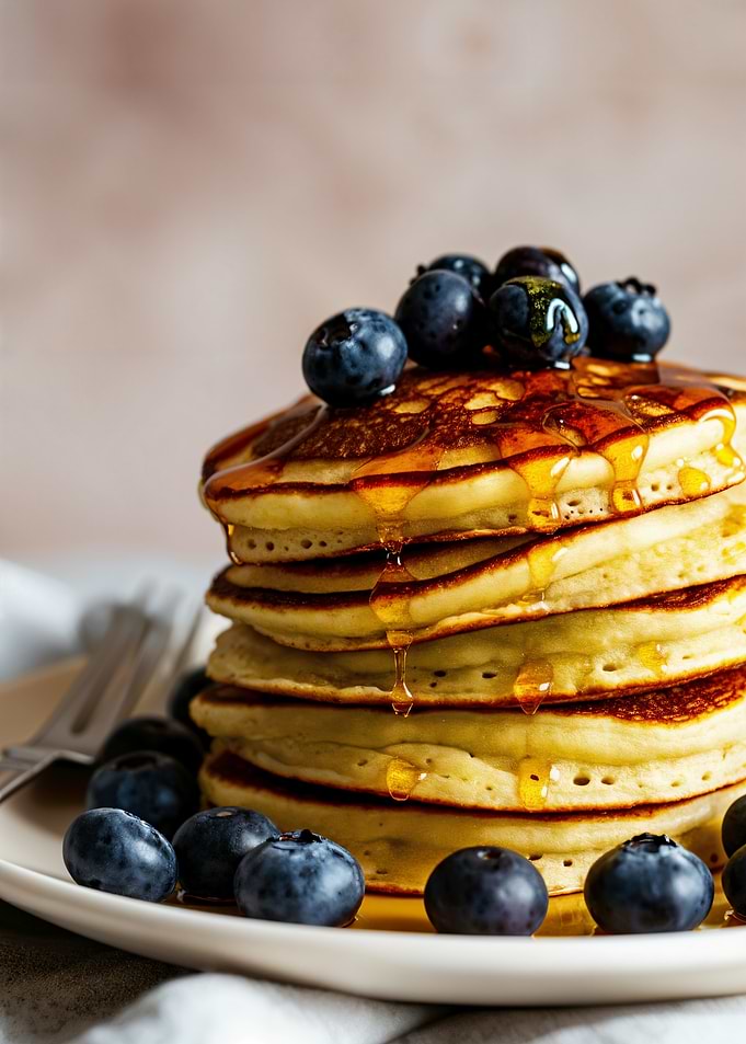 Blueberry Pancakes with Syrup