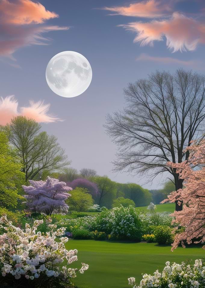 Full Moon Over Spring Garden