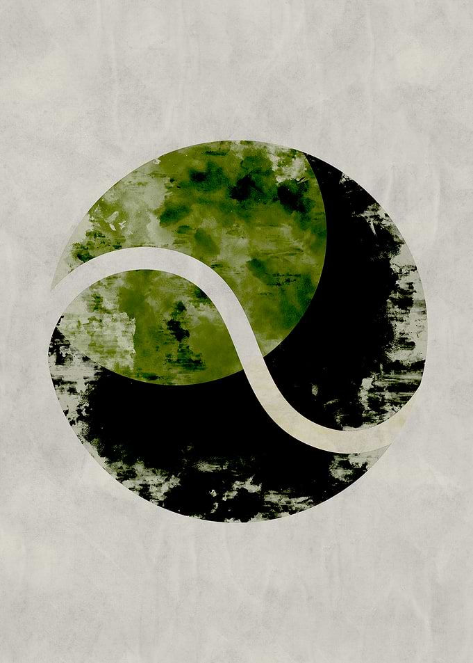 Abstract Green and Black Tennis Ball