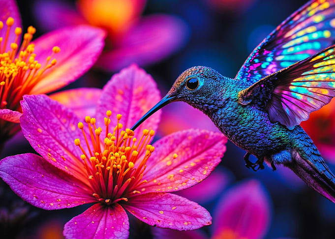 Hummingbird on Flower