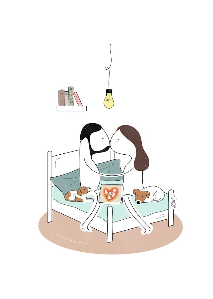 Couple in Bed with Pizza