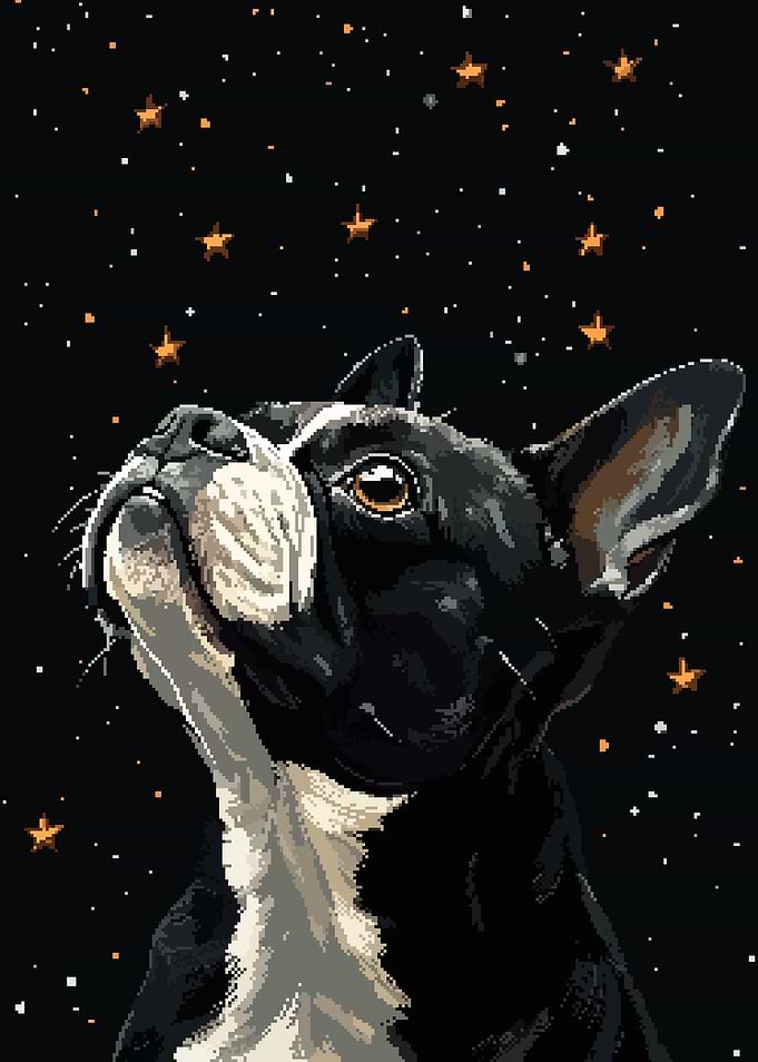 French Bulldog Retro Pixel Art