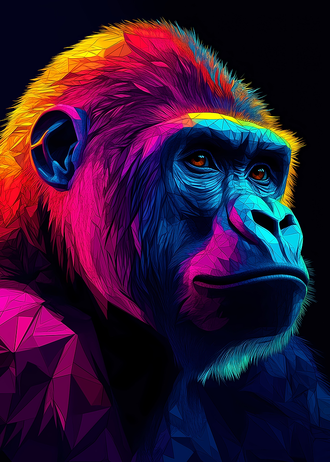 Gorilla in Neon Colors
