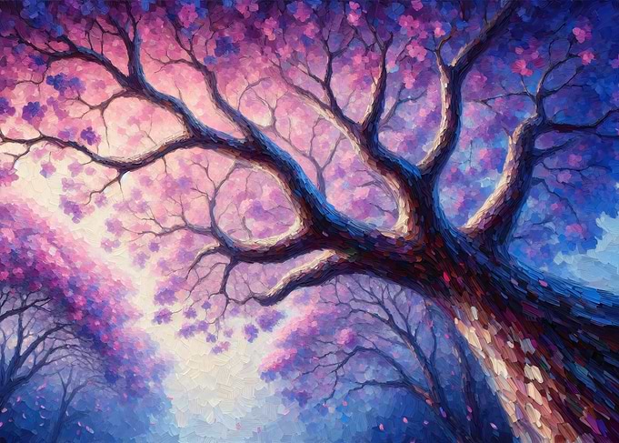 Peaceful Blooming Blossom Tree Painting