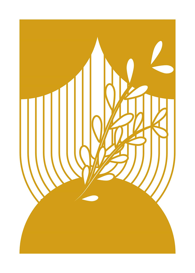 Golden Branch Abstract Art