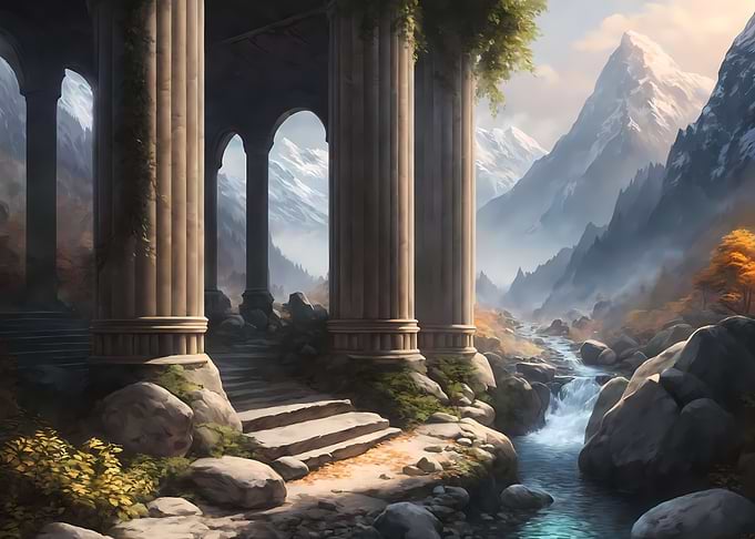 Ancient Ruins in Mountains