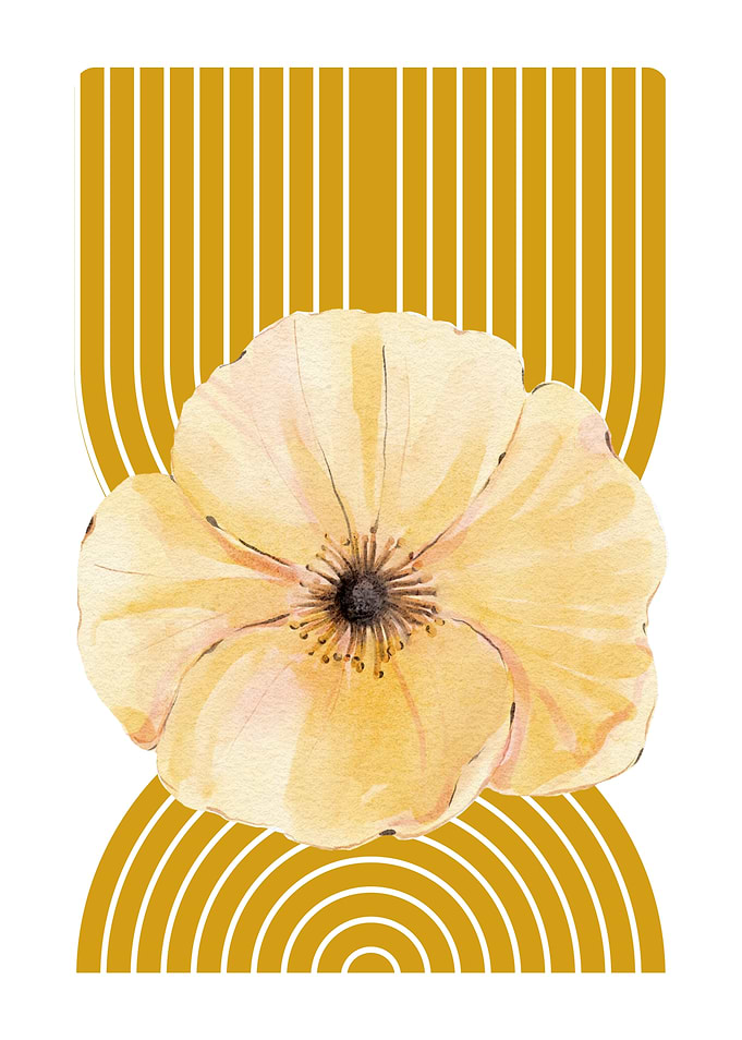 Yellow Flower with Geometric Background