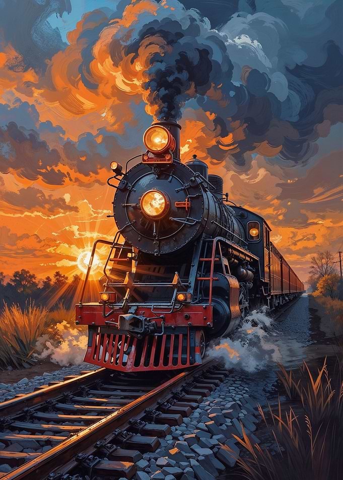 Steam Train Sunset