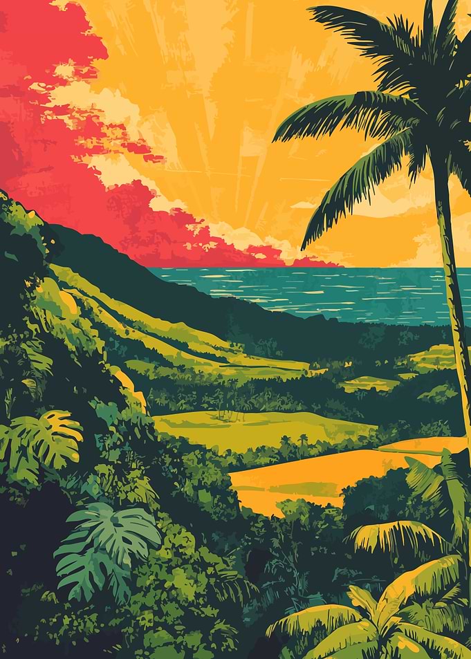 Tropical Kauai Sunset Hawaii Art