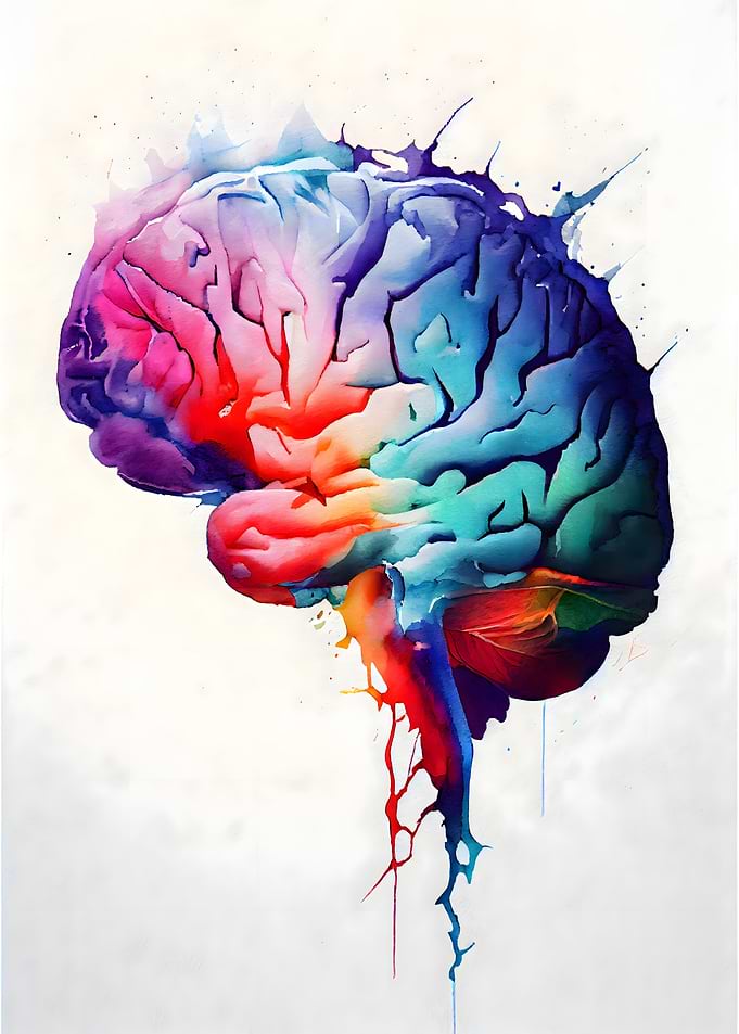 Colorful Brain Watercolor