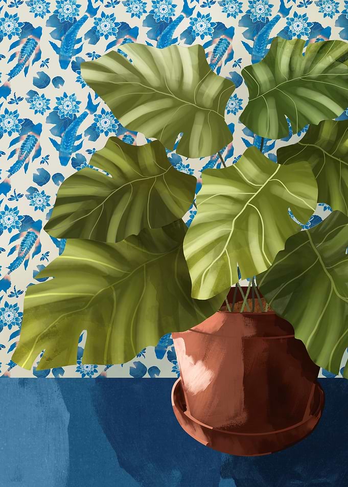 House Plant with Koi Paper