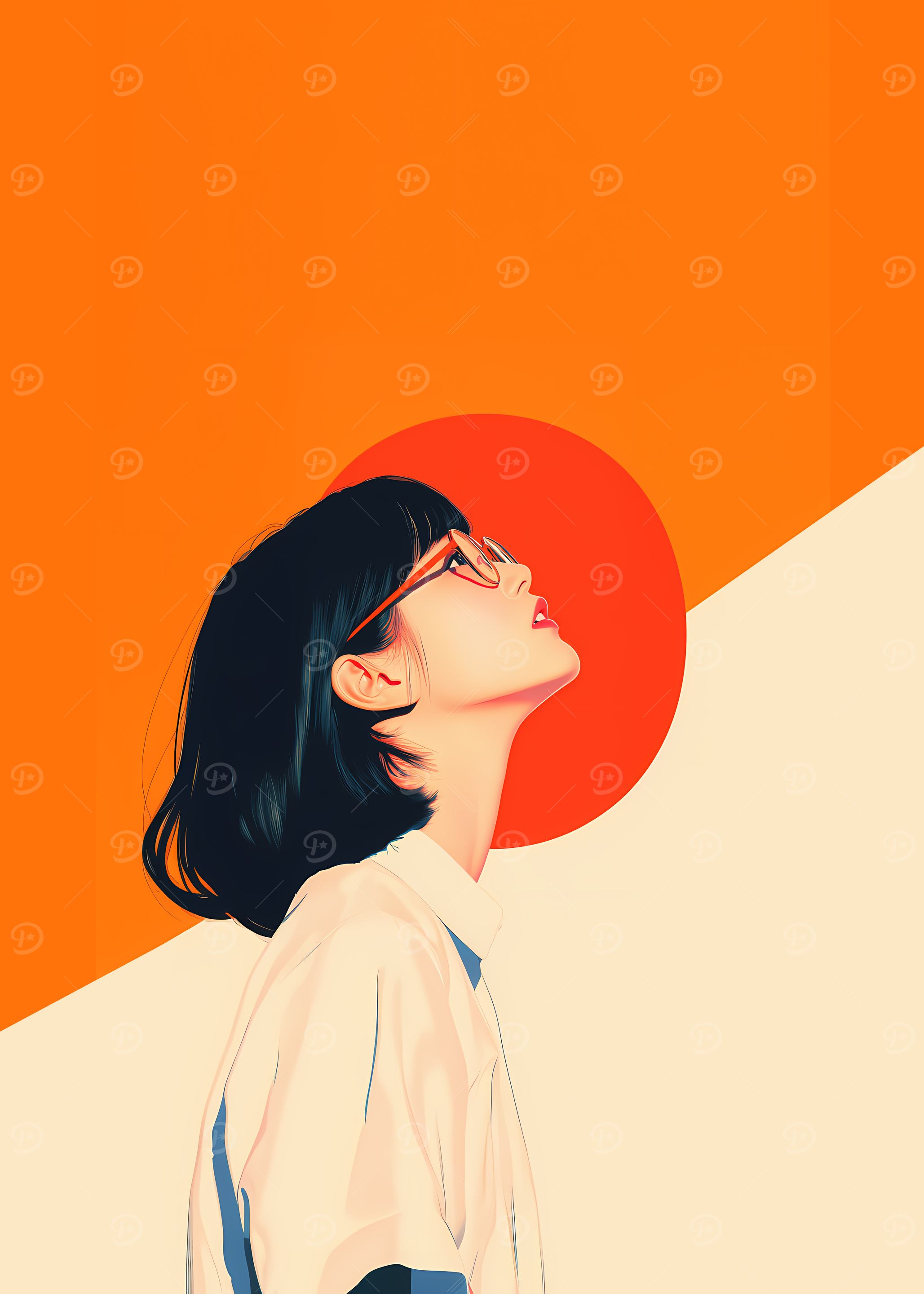 Girl with Glasses and Red Circle