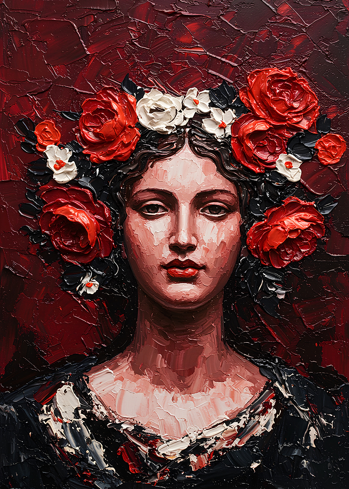 Woman with Red Roses