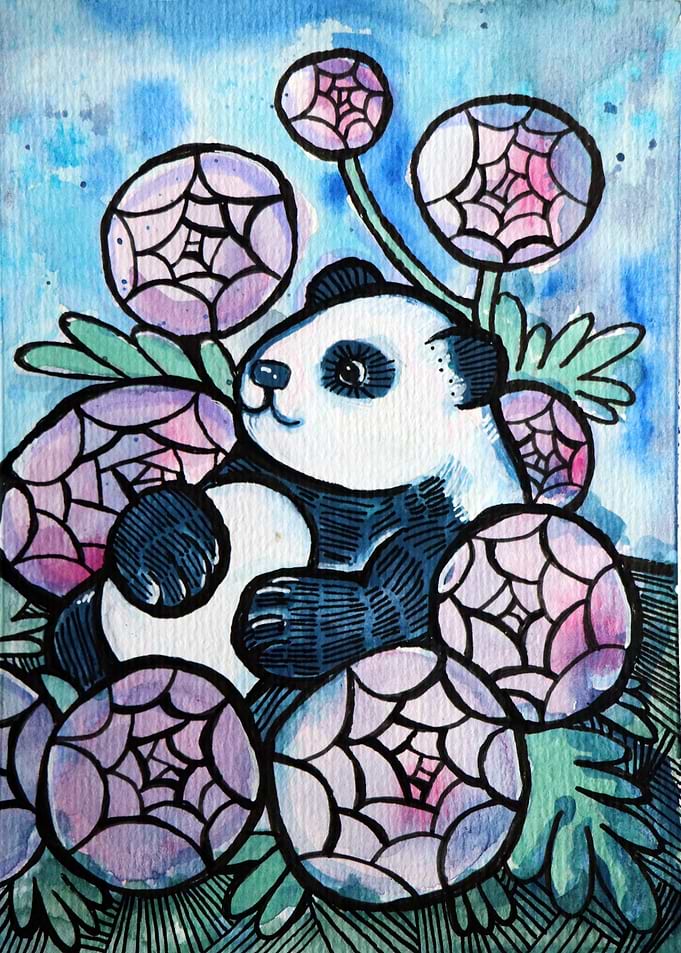 Panda in Flowers
