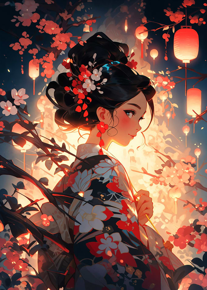 Anime Girl in Kimono