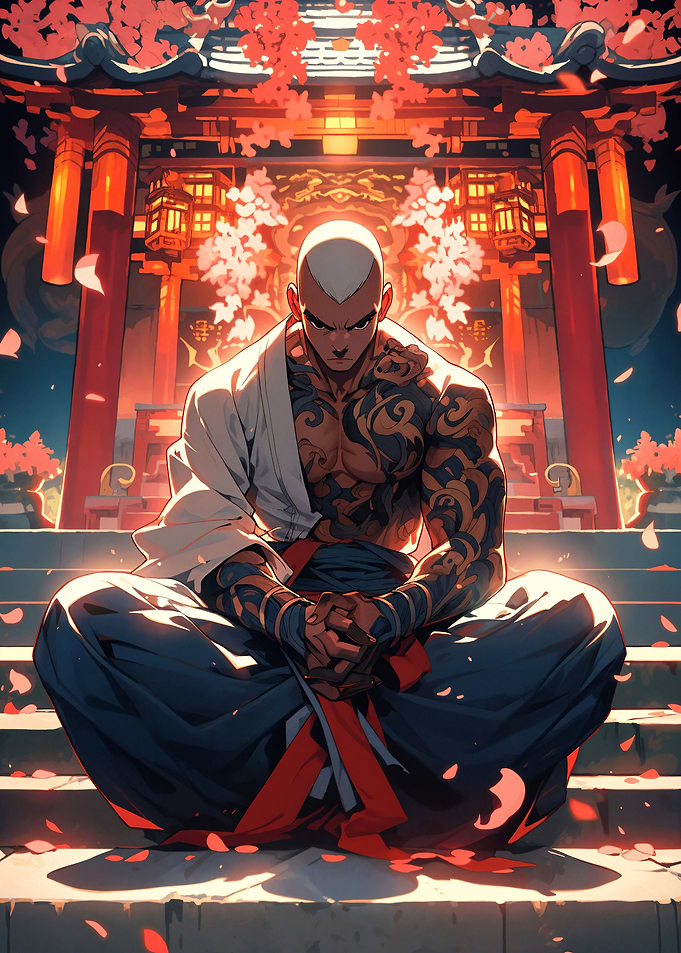 Martial Artist in Japanese Temple
