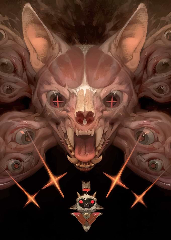 Feline Monster with Multiple Eyes