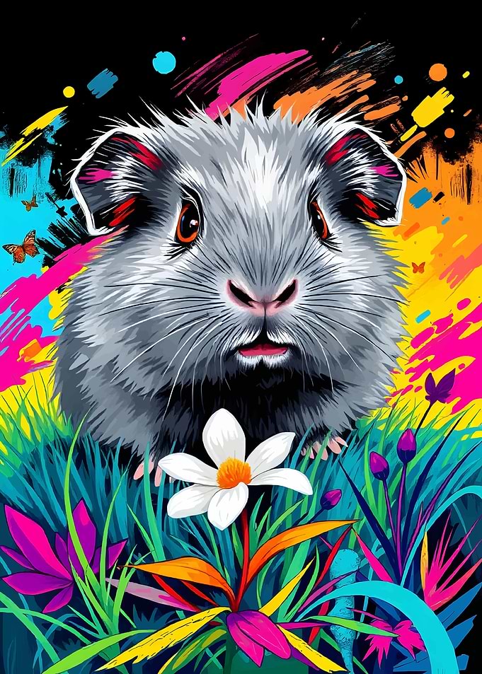 Guinea Pig in Flowers