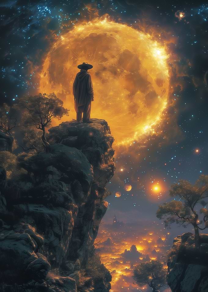 Lone Ranger Under Giant Moon