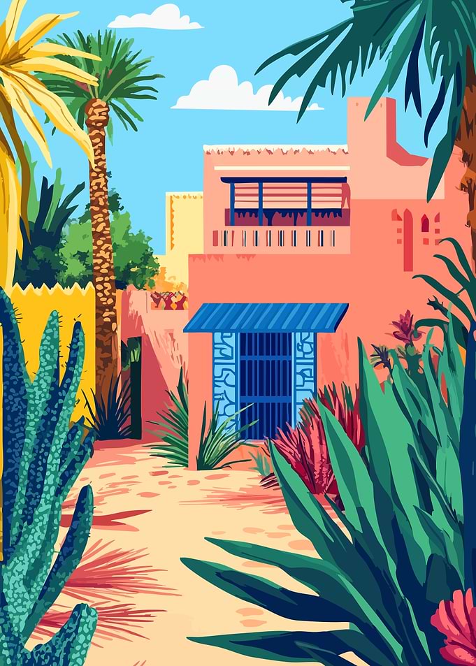 North African Village Afternoon Minimalist Art