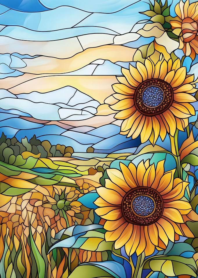 Stained Glass Sunflowers