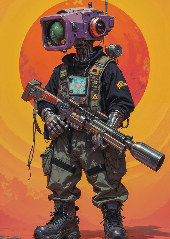 Cyberpunk Soldier with Camera Head
