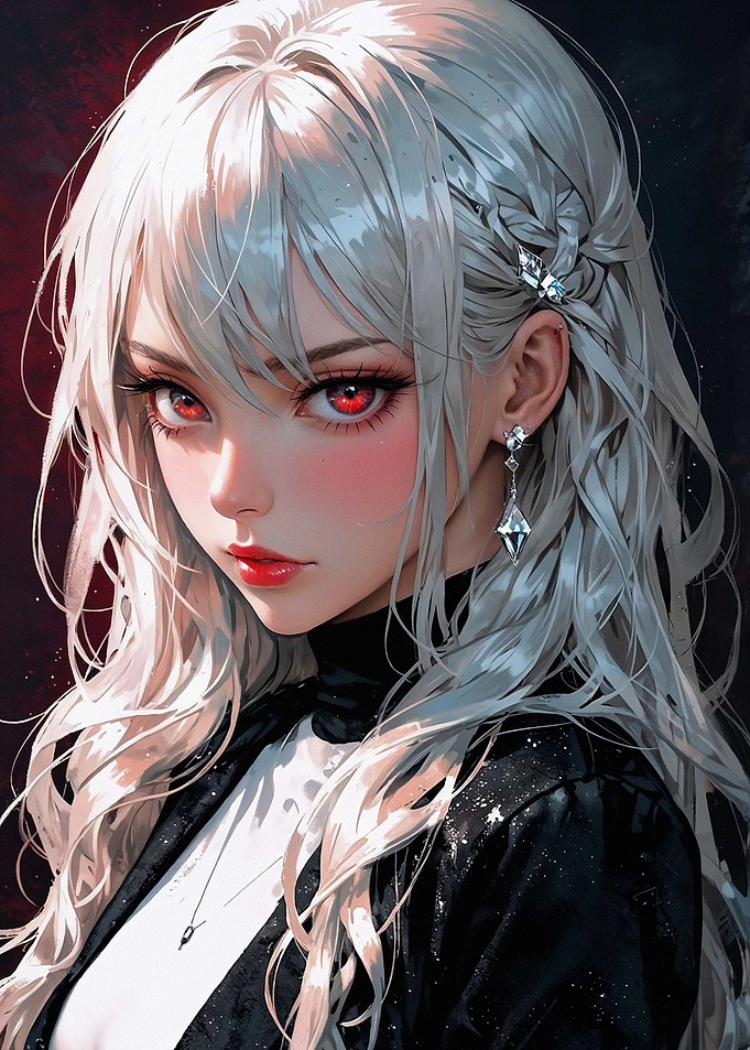 Anime Girl with Silver Hair - Diamond