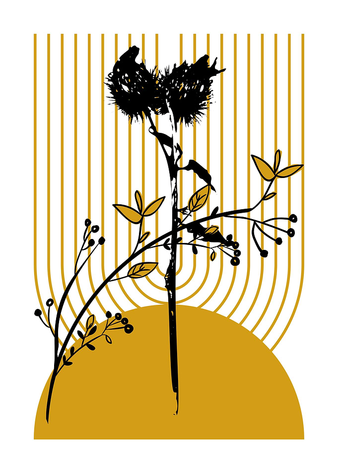 Black & Gold Floral Art