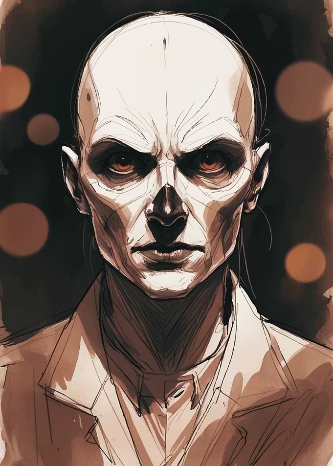 Intense Portrait with Red Eyes