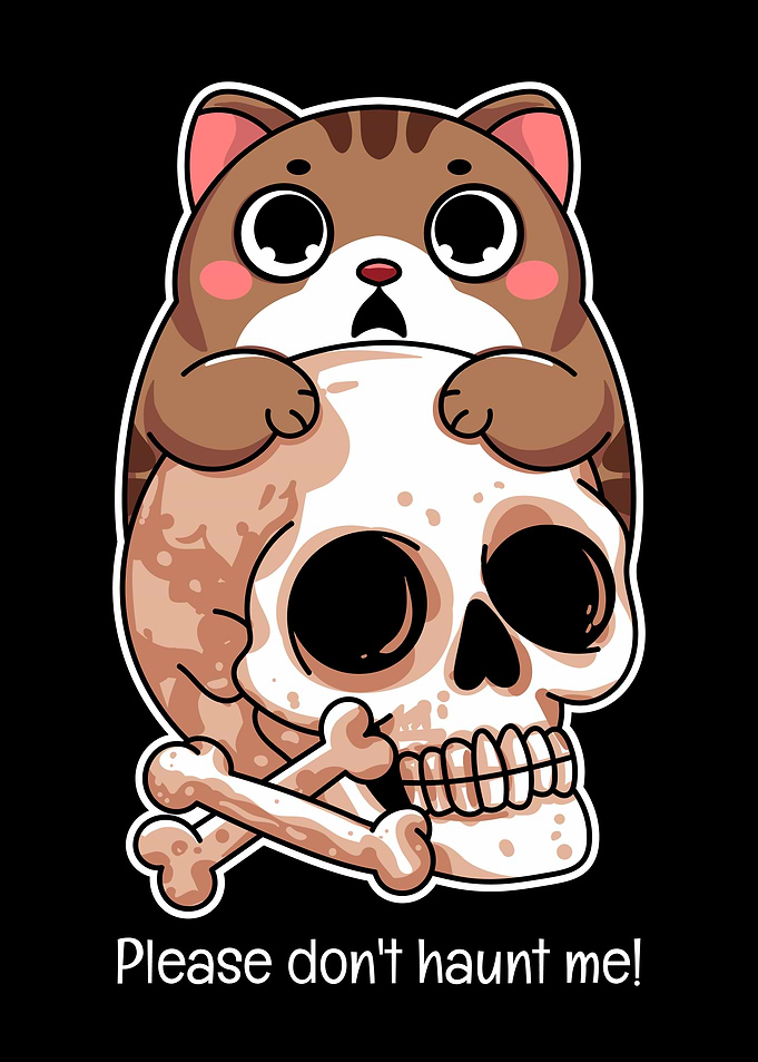 Worried Cat & Skull
