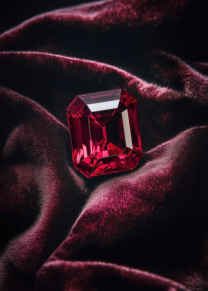 Red Gemstone on Velvet
