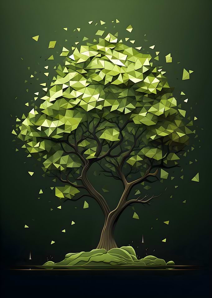 Geometric Paper Cut Tree Art