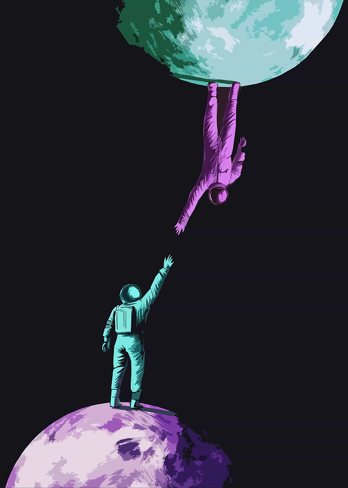Astronaut Reaching in Space