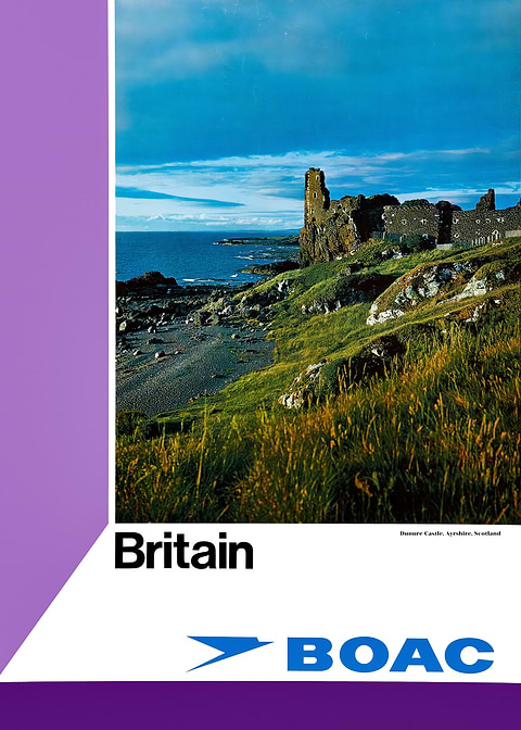 Dunure Castle, Scotland — vintage travel poster on metal