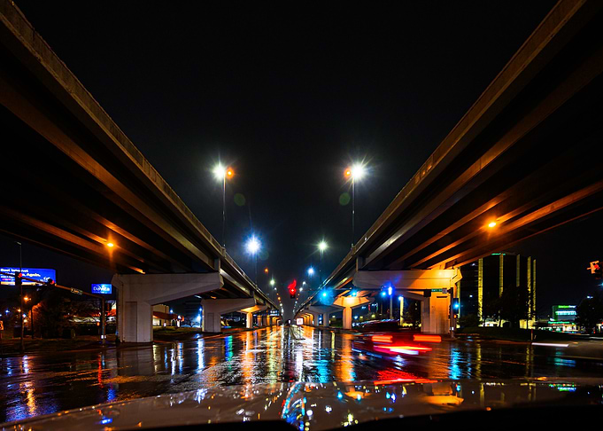 Nighttime Highway Underpass